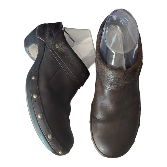 Merrell Luxe Wrap Chocolate Leather Studded Clog western Shoes size 8.5 - Picture 2 of 16